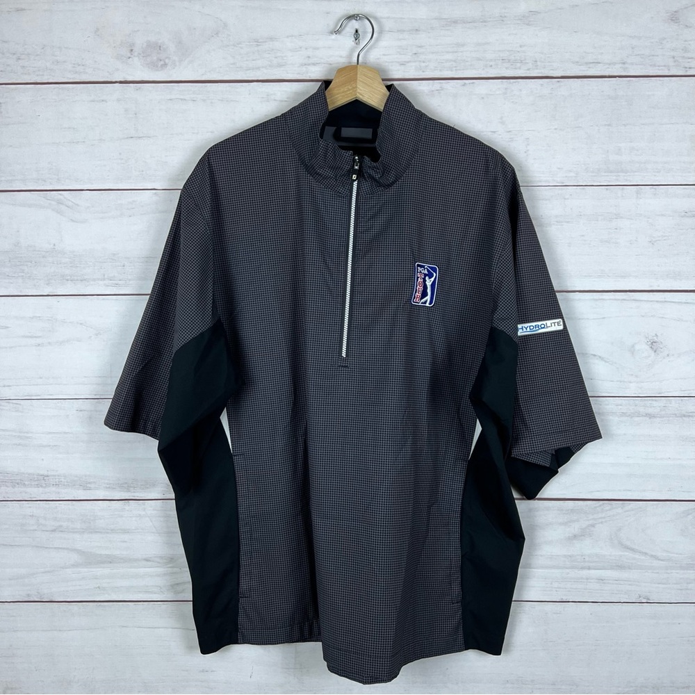 FootJoy Hydrolite Gray Short-Sleeve Windbreaker with Black Panels